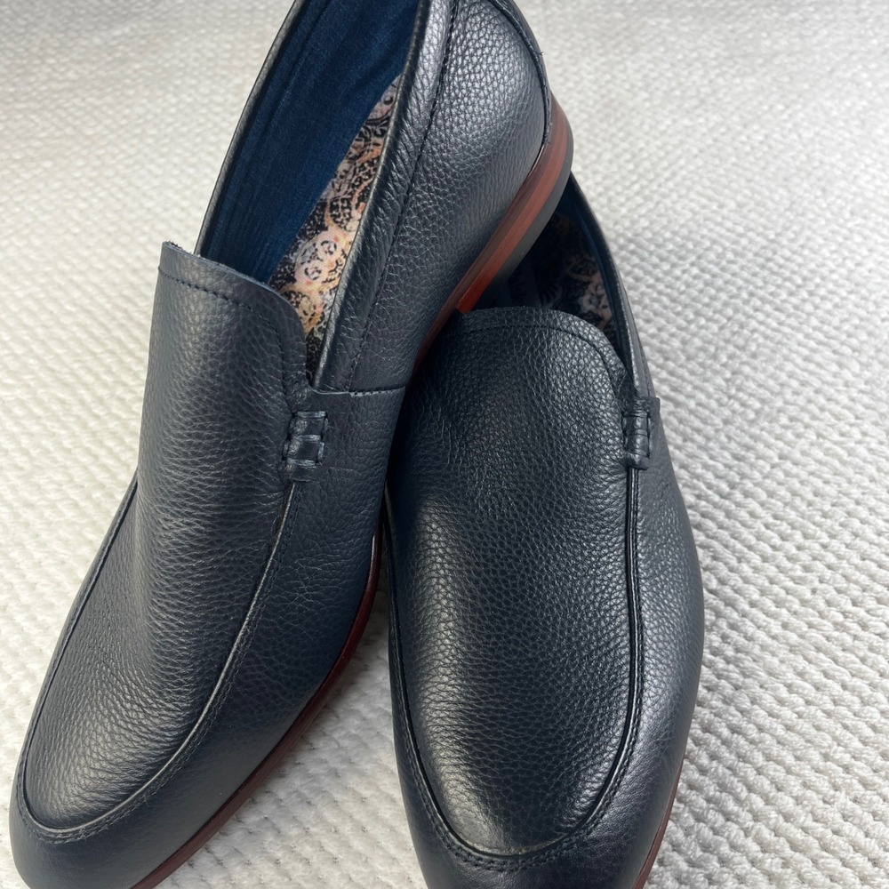 Paisley & Gray Mens Navy Pebbled Leather Loafers Size 10.5 Paisley Print 2000041